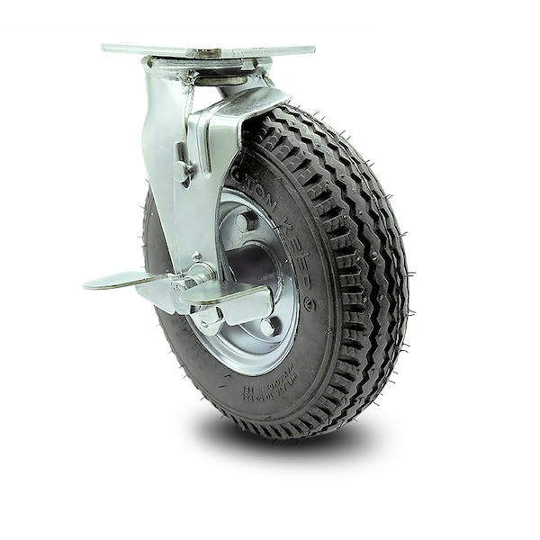 Service Caster 8 Inch Gray Pneumatic Wheel Swivel Caster with Brake and Bolt Swivel Lock SCC SCC-100S280-PNB-GRY-TLB-BSL - main